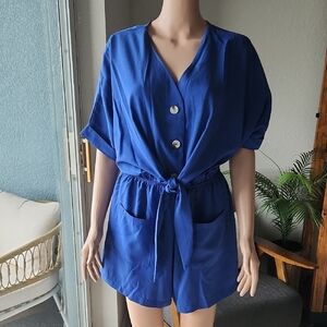 HYFVE Blue Button-Up Romper